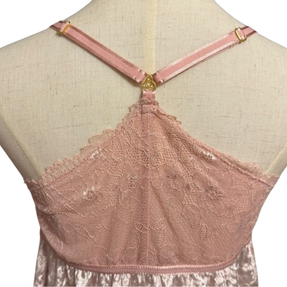 Jessica Simpson Blush Pink Lace & Crushed Velvet Babydoll Chemise Size M - Picture 4 of 4